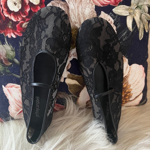 Anthropologie Jeffrey Campbell Swan Lake Lace Flats - Picture 3 of 4